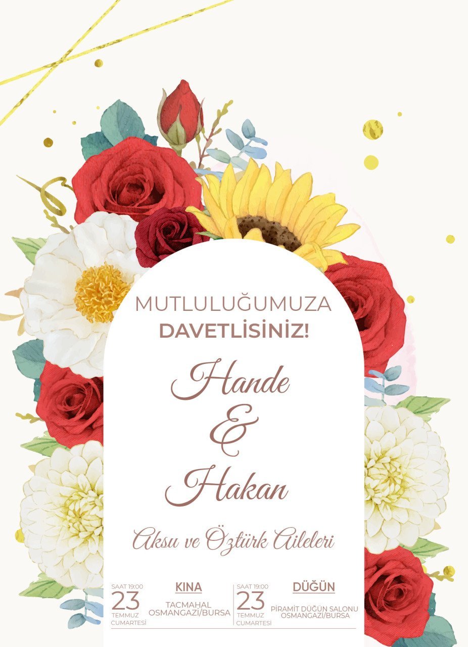 Kişiye Özel Klasik Bitmeyen Düğün Davetiyesi Model 15