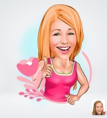 Kişiye Özel Kadın Karikatürlü Sosyal Medya Dijital Profil Fotoğrafı - Model 49