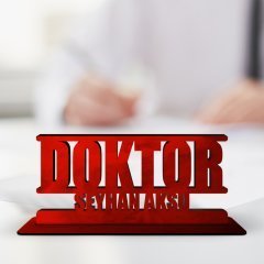 Kişiye Özel Mesleki Doktor Ahşap Masa İsimliği (Model A5)