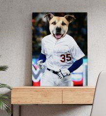 Evcil Dostlara Özel Beyzbol Oyuncusu Tasarımlı Portre Kanvas Tablo 50x70cm-6