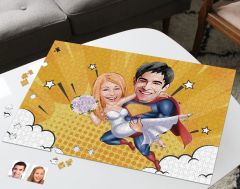 BK Gift Kişiye Özel Sevgililer Karikatürlü 1000 Parça Profesyonel Puzzle-26