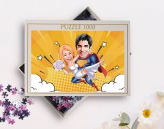BK Gift Kişiye Özel Sevgililer Karikatürlü 1000 Parça Profesyonel Puzzle-26