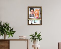 Kişiye Özel Evleniyoruz Karikatürlü Doğal Masif Ahşap Çerçeveli Tablo Duvar Rafı-7