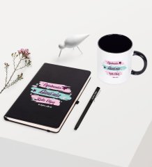 Kişiye Özel Öğretmenler Gününüz Kutlu Olsun Temalı Siyah Defter Kalem Kupa Seti - 4