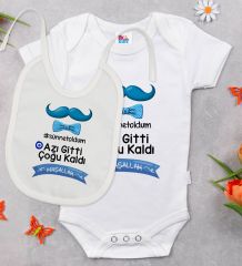 BK Kids Sünnet Tasarımlı Beyaz Bebek Body Zıbın ve Mama Önlüğü Hediye Seti-7