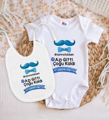 BK Kids Sünnet Tasarımlı Beyaz Bebek Body Zıbın ve Mama Önlüğü Hediye Seti-7