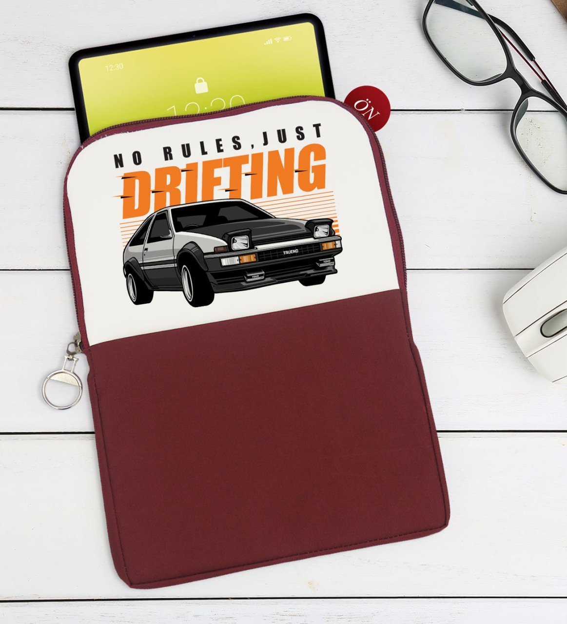 BK Gift Drifting Tasarımlı Taşınabilir Koruyucu Tablet Kılıfı & Organizer Çanta - Bordo-1