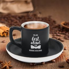 BK Gift Kişiye Özel Dad Tasarımlı Siyah Renk Türk Kahvesi Fincanı-4, Arkadaşa Hediye, Sevgiliye Hediye, Yıl Dönümü Hediyesi