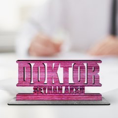 Kişiye Özel Mesleki Doktor Ahşap Masa İsimliği (Model A4)