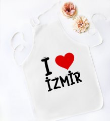BK Gift I Love İzmir Tasarımlı Beyaz Mutfak Önlüğü - Model 1