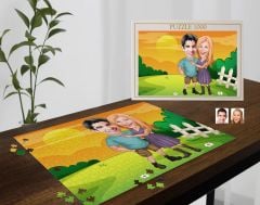 BK Gift Kişiye Özel Sevgililer Karikatürlü 1000 Parça Profesyonel Puzzle-25