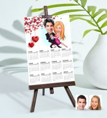 BK Gift Kişiye Özel 15x21 cm Fotoğraf Kartlı Sevgililer Karikatürlü Şövaleli 2023 Takvim -13