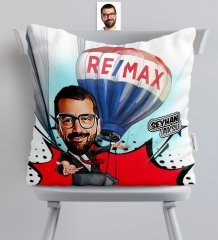 Kişiye Özel Bay Emlakçı Karikatürlü Saten Yastık - 1