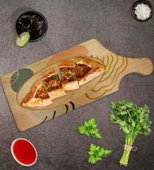 BK Gift Modern Art Tasarımlı Dikdörtgen Şeklinde Doğal Ahşap Servis ve Sunum Tabağı Model 4