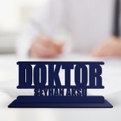Kişiye Özel Mesleki Doktor Ahşap Masa İsimliği (Model A3)
