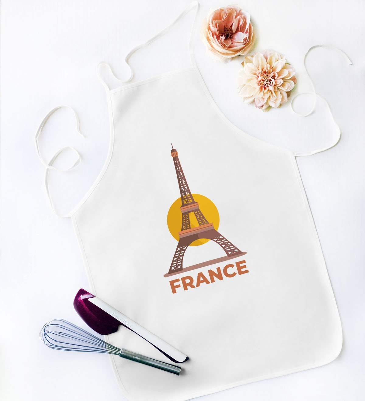 BK Gift France Tasarımlı Beyaz Mutfak Önlüğü - Model 1
