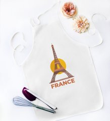 BK Gift France Tasarımlı Beyaz Mutfak Önlüğü - Model 1