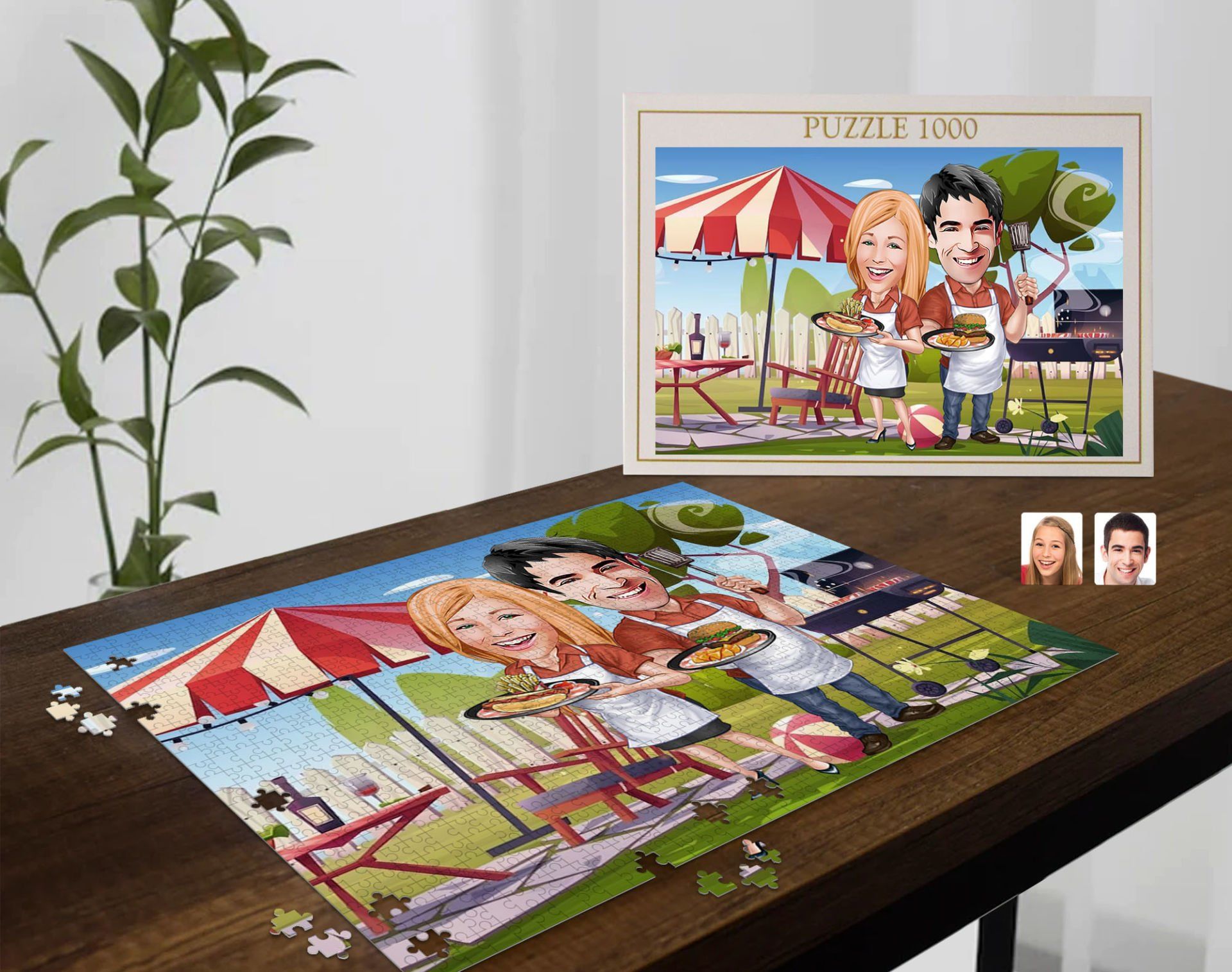 BK Gift Kişiye Özel Sevgililer Karikatürlü 1000 Parça Profesyonel Puzzle-24
