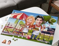 BK Gift Kişiye Özel Sevgililer Karikatürlü 1000 Parça Profesyonel Puzzle-24