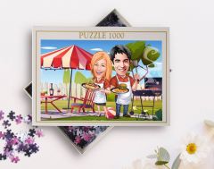 BK Gift Kişiye Özel Sevgililer Karikatürlü 1000 Parça Profesyonel Puzzle-24