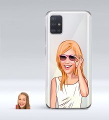 Kişiye Özel Bayan Karikatürlü Samsung Galaxy A51 İnce Şeffaf Silikon Telefon Kapağı-18