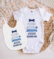 BK Kids Sünnet Tasarımlı Beyaz Bebek Body Zıbın ve Mama Önlüğü Hediye Seti-5