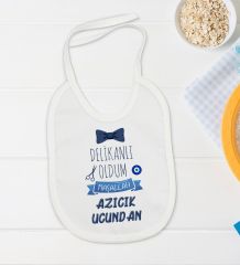 BK Kids Sünnet Tasarımlı Beyaz Bebek Body Zıbın ve Mama Önlüğü Hediye Seti-5