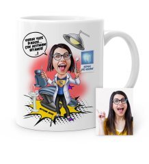 Kişiye Özel Mesleki Diş Hekimi Karikatür Beyaz Kupa Bardak - 1