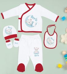 BK Kids Kişiye Özel Kırmızı Hastane Çıkışı,Bebek Anı Kartı,Yeni Doğan Bebek Giyim Hediyesi,9 Parça Bebek Hediye Seti-3