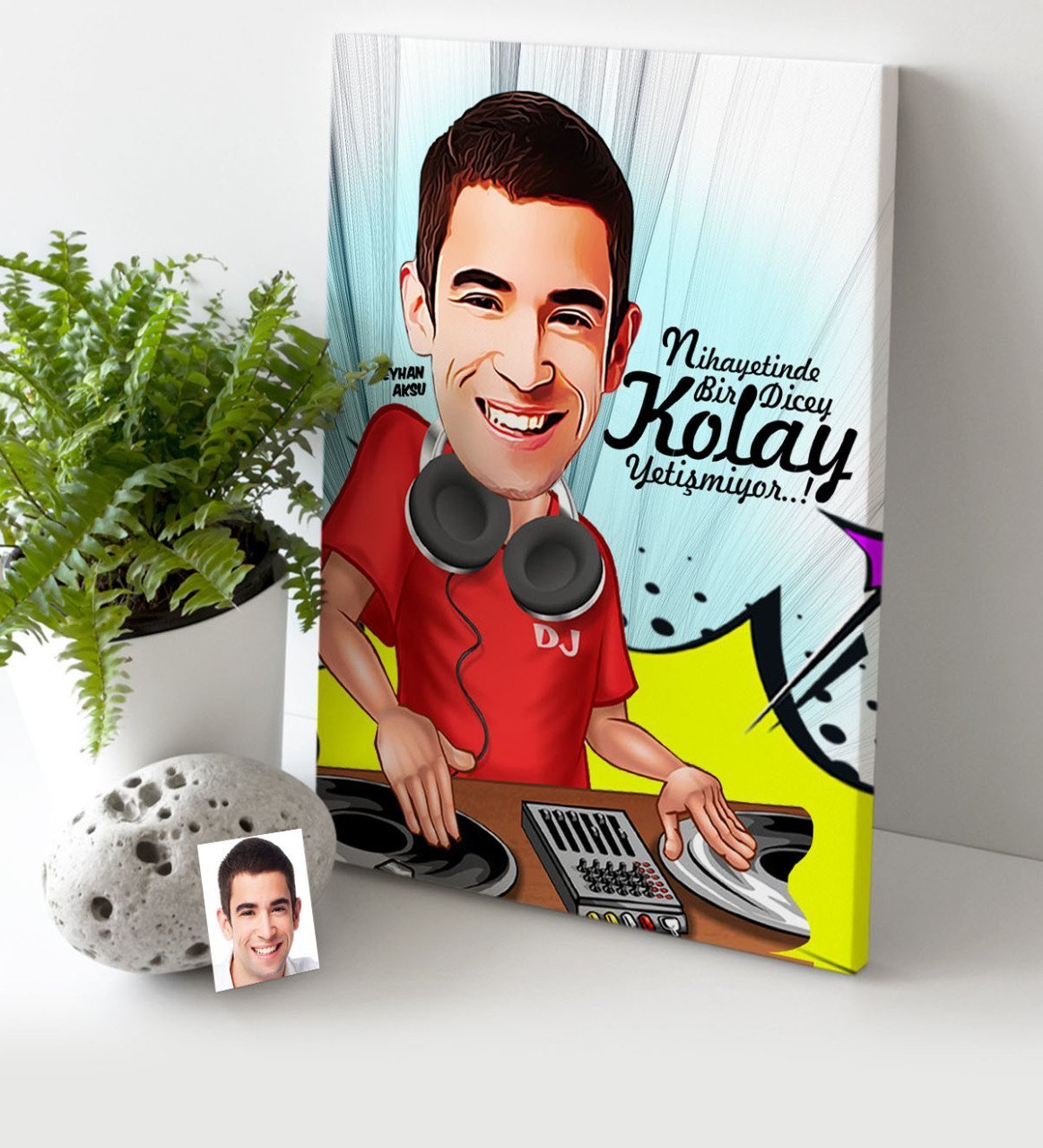 Kişiye Özel Bay DJ Karikatür Kanvas Tablo (30 x 50 cm.) 1