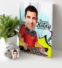 Kişiye Özel Bay DJ Karikatür Kanvas Tablo (30 x 50 cm.) 1