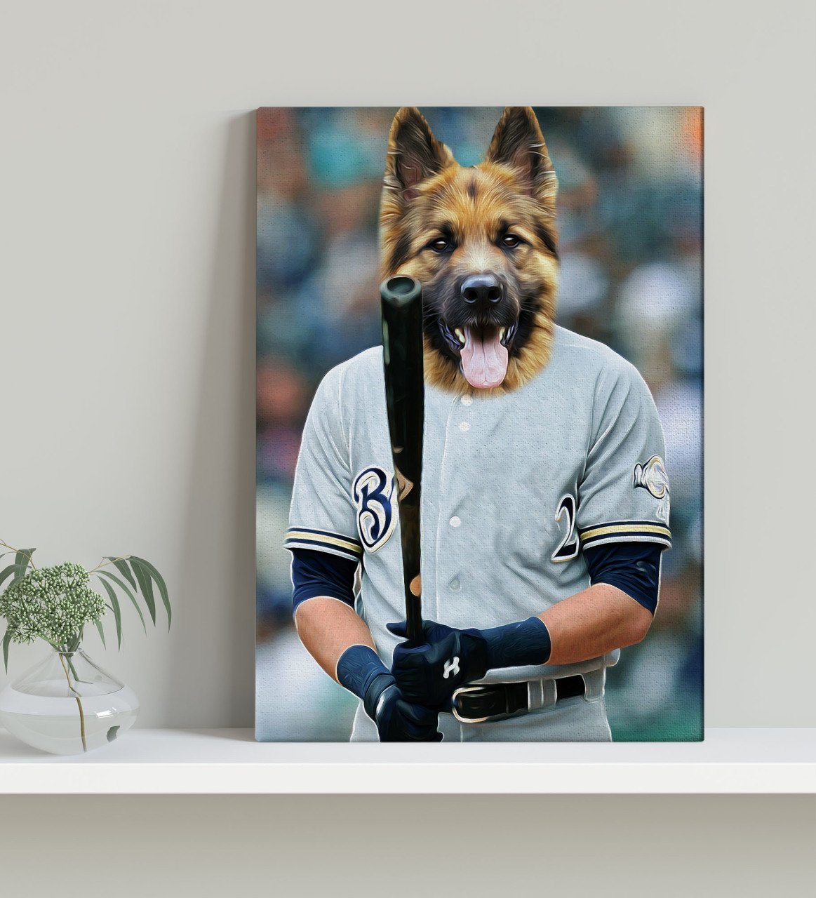 Evcil Dostlara Özel Beyzbol Oyuncusu Tasarımlı Portre Kanvas Tablo 30x50cm-4