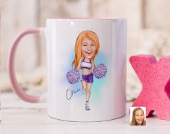 Bk Gift Kişiye Özel Ponpon Kız Karikatürlü Pembe Kupa Bardak-2, Sevgiliye Hediye, Arkadaşa Hediye