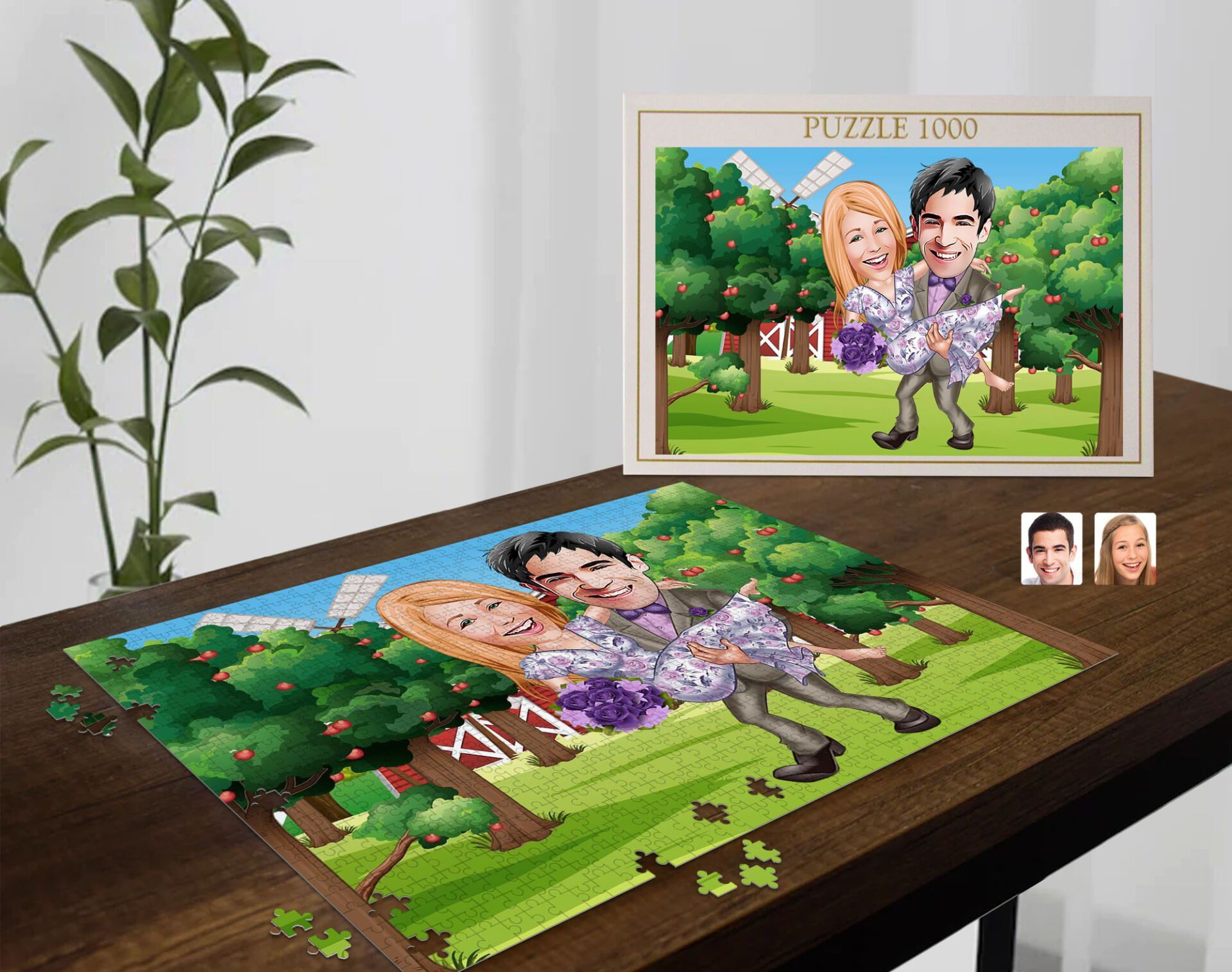 BK Gift Kişiye Özel Sevgililer Karikatürlü 1000 Parça Profesyonel Puzzle-23