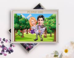 BK Gift Kişiye Özel Sevgililer Karikatürlü 1000 Parça Profesyonel Puzzle-23