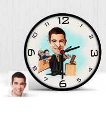 Kişiye Özel Avukat Karikatür Ahşap Duvar Saati - 6