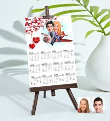 BK Gift Kişiye Özel 15x21 cm Fotoğraf Kartlı Sevgililer Karikatürlü Şövaleli 2023 Takvim -11