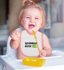 BK Kids Sevdaluk Mode Tasarımlı Pembe Bebek Body Zıbın ve Mama Önlüğü Hediye Seti-1