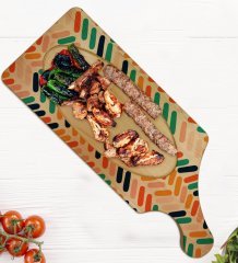 BK Gift Modern Art Tasarımlı Dikdörtgen Şeklinde Doğal Ahşap Servis ve Sunum Tabağı Model 2
