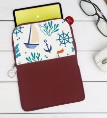 BK Gift Denizci Tasarımlı Taşınabilir Koruyucu Tablet Kılıfı & Organizer Çanta - Bordo-1