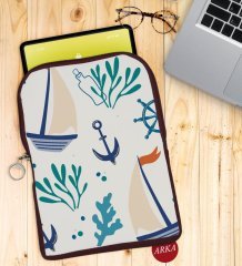 BK Gift Denizci Tasarımlı Taşınabilir Koruyucu Tablet Kılıfı & Organizer Çanta - Bordo-1
