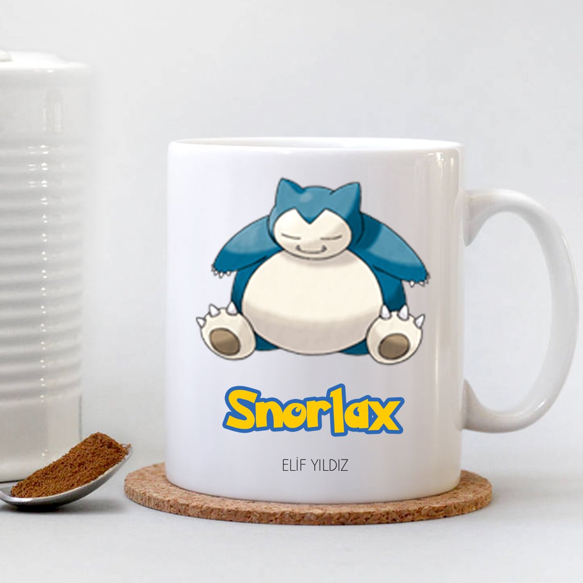 Kişiye Özel Pokemon Snorlax Beyaz Kupa Bardak