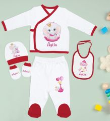 BK Kids Kişiye Özel Kırmızı Hastane Çıkışı,Bebek Anı Kartı,Yeni Doğan Bebek Giyim Hediyesi,9 Parça Bebek Hediye Seti-2