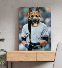Evcil Dostlara Özel Beyzbol Oyuncusu Tasarımlı Portre Kanvas Tablo 50x70cm-4