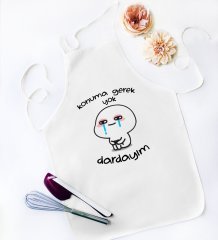 BK Gift Dardayım Tasarımlı Beyaz Mutfak Önlüğü - Model 1