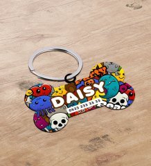 BK Gift Evcil Dostlara Özel İsimli Kemik Şeklinde Ahşap Pet Tasma Künyesi - Model 7
