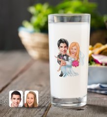 Kişiye Özel Evleniyoruz Karikatürlü Rakı Bardağı-9