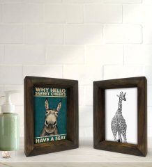 Bk Gift Banyo Dekoratif 2'li Doğal Masif Ahşap Çerçeve 15x20cm-27