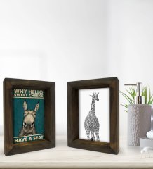 Bk Gift Banyo Dekoratif 2'li Doğal Masif Ahşap Çerçeve 15x20cm-27