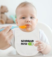 BK Kids Sevdaluk Mode Tasarımlı Beyaz Bebek Body Zıbın ve Mama Önlüğü Hediye Seti-1